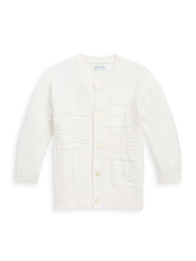 Polo Ralph Lauren Baby Boys Or Girls Contrast-knit Cotton Long Sleeves Cardigan In Trophy Cream