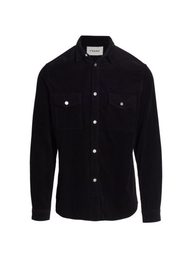 Frame Long Sleeve Corduroy Button-up Shirt In Noir