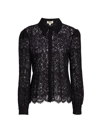 L Agence Jenica Lace Long-puffed Sleeve Blouse In Black