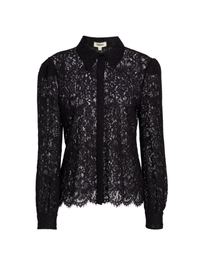 L'agence Jenica Lace Long-puffed Sleeve Blouse In Black