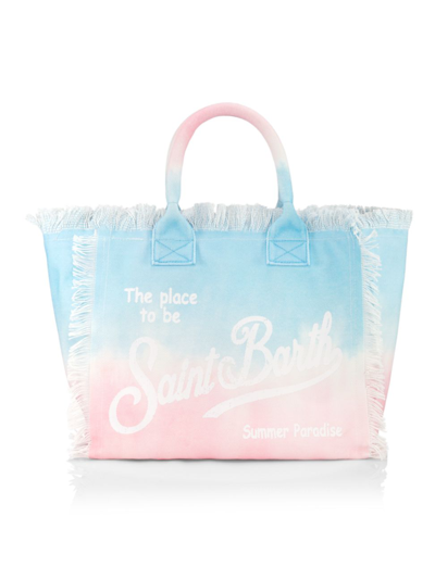 Mc2 Saint Barth Vanity Tie-dyed Logo Tote In Pink Blue