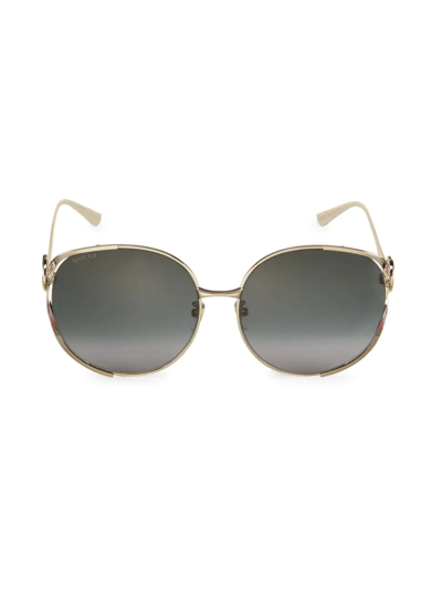 Gucci 63mm Round Sunglasses In Gold