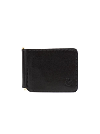 Il Bisonte Leather Money Clip Wallet In Black