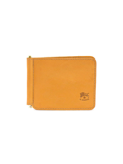 Il Bisonte Men's Leather Bifold Wallet W/ Money Clip In Vintage Natural