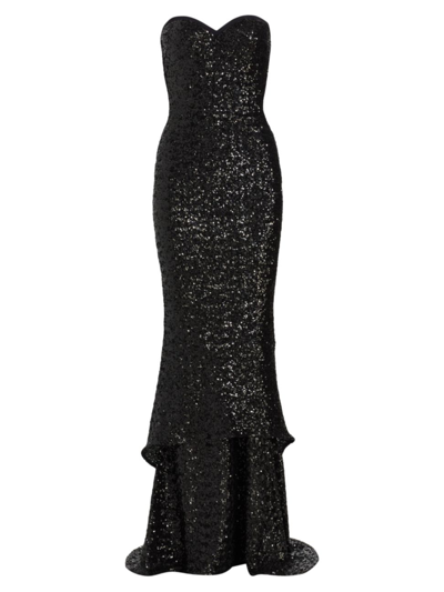 Chiara Boni La Petite Robe Sequined Strapless Gown In Black