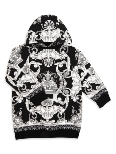 Versace Teen Black Baroque Print Cotton Sweatshirt Dress