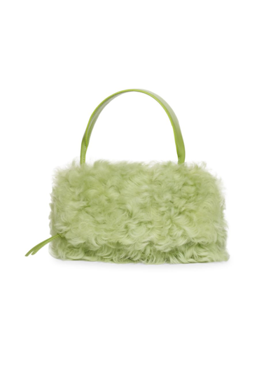 Dries Van Noten Mini Faux-fur Drawstring Shoulder Bag In 601 Light Green