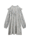 Chloé Kids' Girl's Floral-print Twill Dress In Jade
