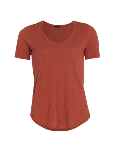 Atm Anthony Thomas Melillo Short Sleeve V-neck Tee In Spice