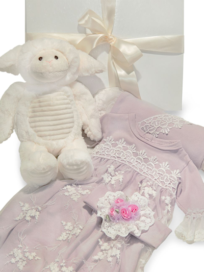 Haute Baby Babies' Girl's Lilac Mist Floral Lace Gift Set