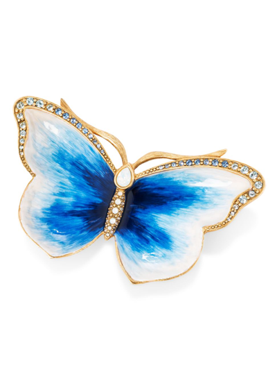 Jay Strongwater Indigo Butterfly Trinket Tray In Gold