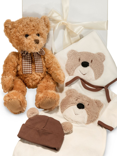 Haute Baby Kids' Boy's Bear Wear Bodysuit Gift Set In Brown