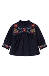 CHLOÉ KIDS' EMBROIDERED COTTON TWILL BLOUSE