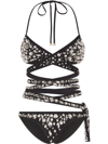 DOLCE & GABBANA RHINESTONE-EMBELLISHED CROSSOVER BIKINI