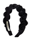 Jennifer Behr Melia Satin Ruffled Headband In Black