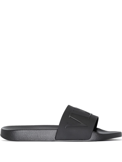 Valentino Garavani Logo Slide Sandals In Black