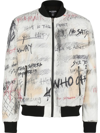 Balmain Printed Graffiti Teddy Jacket In White