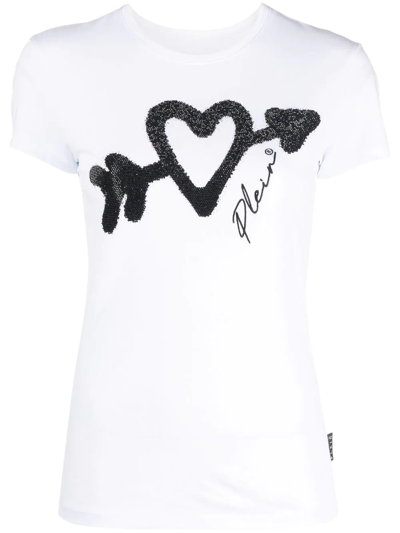 Philipp Plein Crystal-embellished Logo T-shirt In White