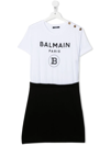 BALMAIN TEEN LOGO-PRINT COTTON T-SHIRT DRESS