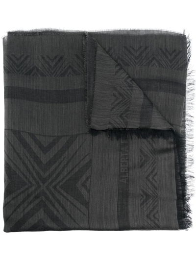 Alberta Ferretti Geometric-print Knitted Scarf In Black