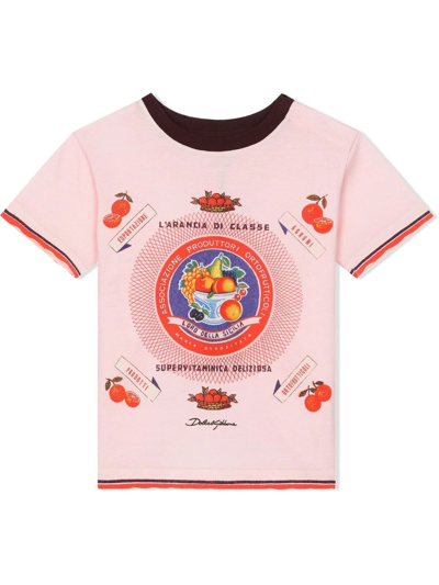 Dolce & Gabbana Babies' Logo-print Short-sleeve T-shirt In Pink