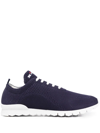 Kiton Embroidered Logo Low-top Sneakers In Blue