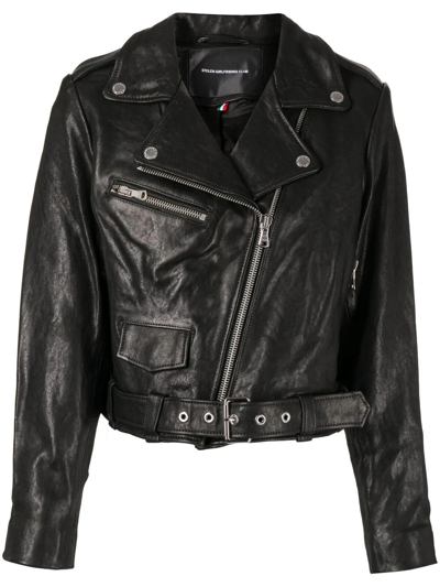Stolen Girlfriends Club Joan Cropped Biker Jacket In Black