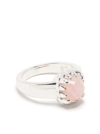 Stolen Girlfriends Club Baby Claw Rose-quartz Ring In Pink