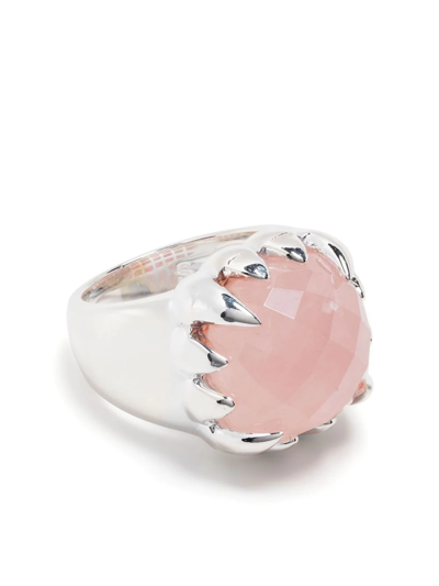 Stolen Girlfriends Club Rose Quartz Claw Ring In Pink