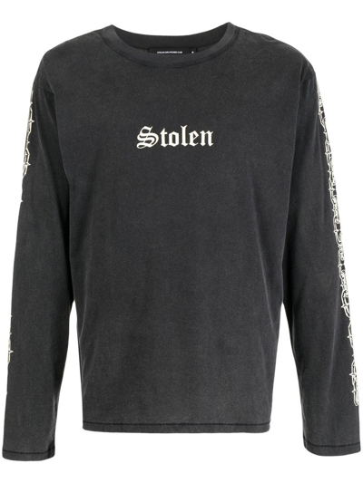 Stolen Girlfriends Club Black Helsing Chains Long Sleeve T-shirt In Aged Charcoal