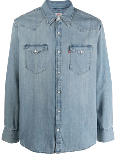 Levi's Blue Denim Barstow Western Shirt In Blues