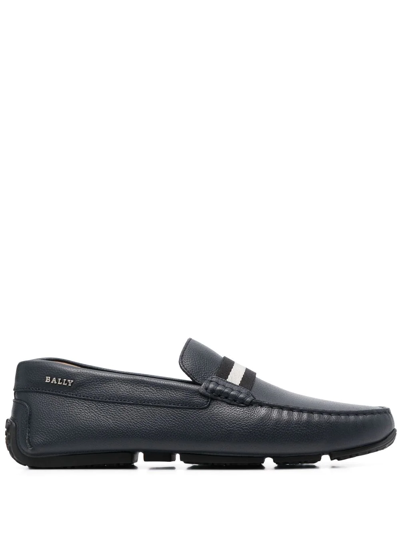 Bally Pearce Stripe-trim Detail Loafers In Blue