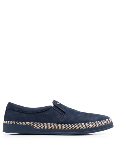 Baldinini Round-toe Braid-trimmed Loafers In Blue