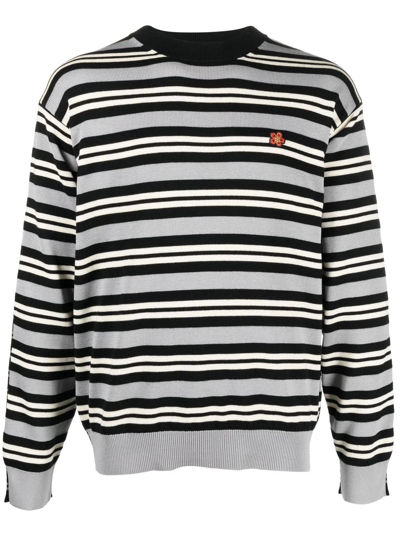KENZO FLORAL-EMBROIDERED STRIPED JUMPER