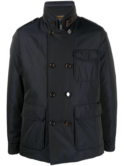 Moorer Boeri-wco Double-breasted Windbreaker In Blue