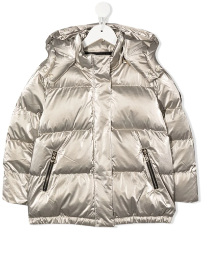 Michael Kors Kids' Metallic Hooded Padded Coat In Oro