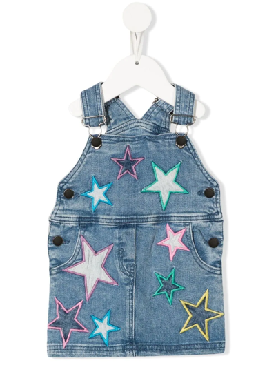 Stella Mccartney Kids' Embroidered-star Patch Pinafore Dress In Blue