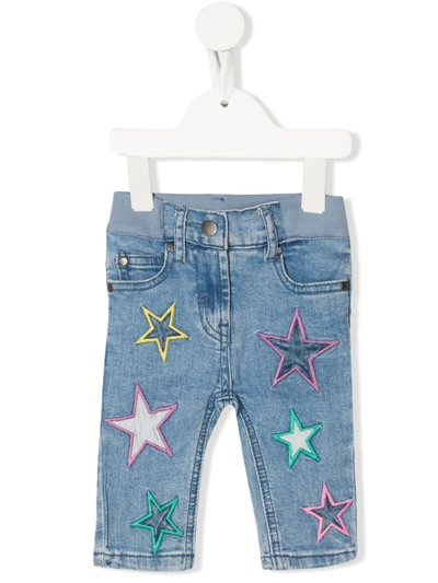 Stella Mccartney Babies' Embroidered-star Patch Detail Jeans In Blue