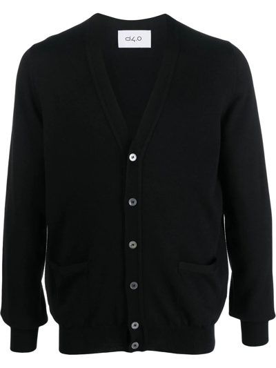 D4.0 Fine Knit V-neck Cardigan In Black