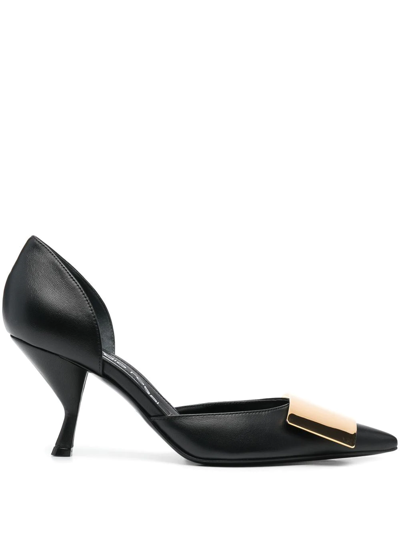 Sergio Rossi 90mm Sr Miroir Leather Pumps In Black