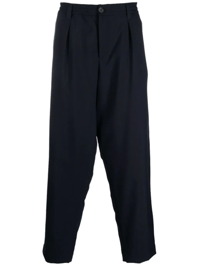 Marni Virgin-wool Tapered Trousers In Blue