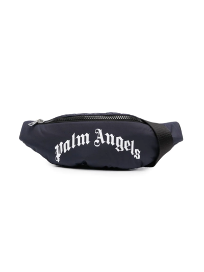 Palm Angels Kids' Logo-print Belt Bag In Navy