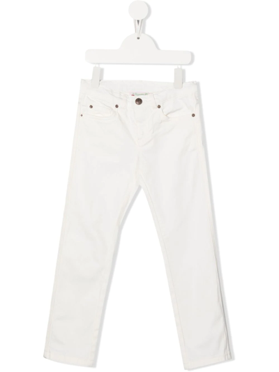 Bonpoint Kids' Bonnie Slim-cut Trousers In White