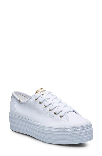 Keds Triple Up Platform Sneaker In White Gold