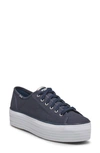 Keds Women's Triple Up Canvas Metallic Platform Casual Sneakers From Finish Line In Navy