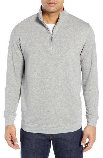 Peter Millar Comfort Interlock Quarter Zip Pullover In Light Grey