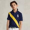 Polo Ralph Lauren Kids' Big Pony Cotton Mesh Polo Shirt In Newport Navy Multi