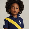 Polo Ralph Lauren Kids' Big Pony Cotton Mesh Polo Shirt In Newport Navy Multi
