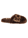 Gcds All-over Logo-print Faux-fur Slippers In Brown