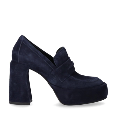 Elena Iachi Cloudy Blue Suede Heeled Loafer